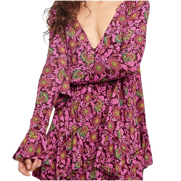 Free People Tops - free people Olivia Printed Tunic eggplant combo